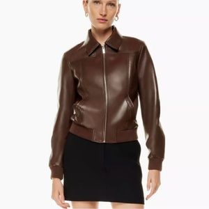 Aritzia Arc Bomber Chocolate Brown XXS